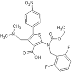 2-((2,6-difluorobenzyl)(ethoxycarbonyl)amino)-4-((dimethylamino)methyl)-5-(4-nitrophenyl)thiophene-3-carboxylic acid