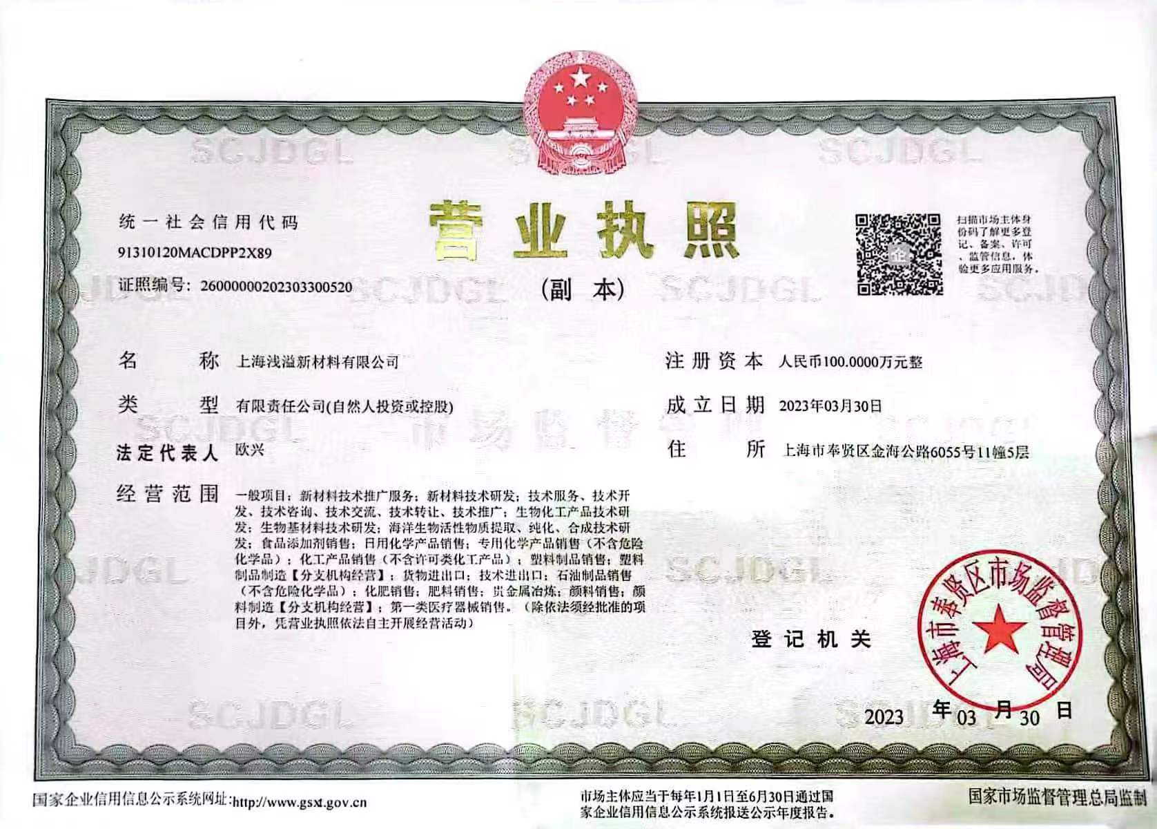 Business License Of EnterpriseLegal Person