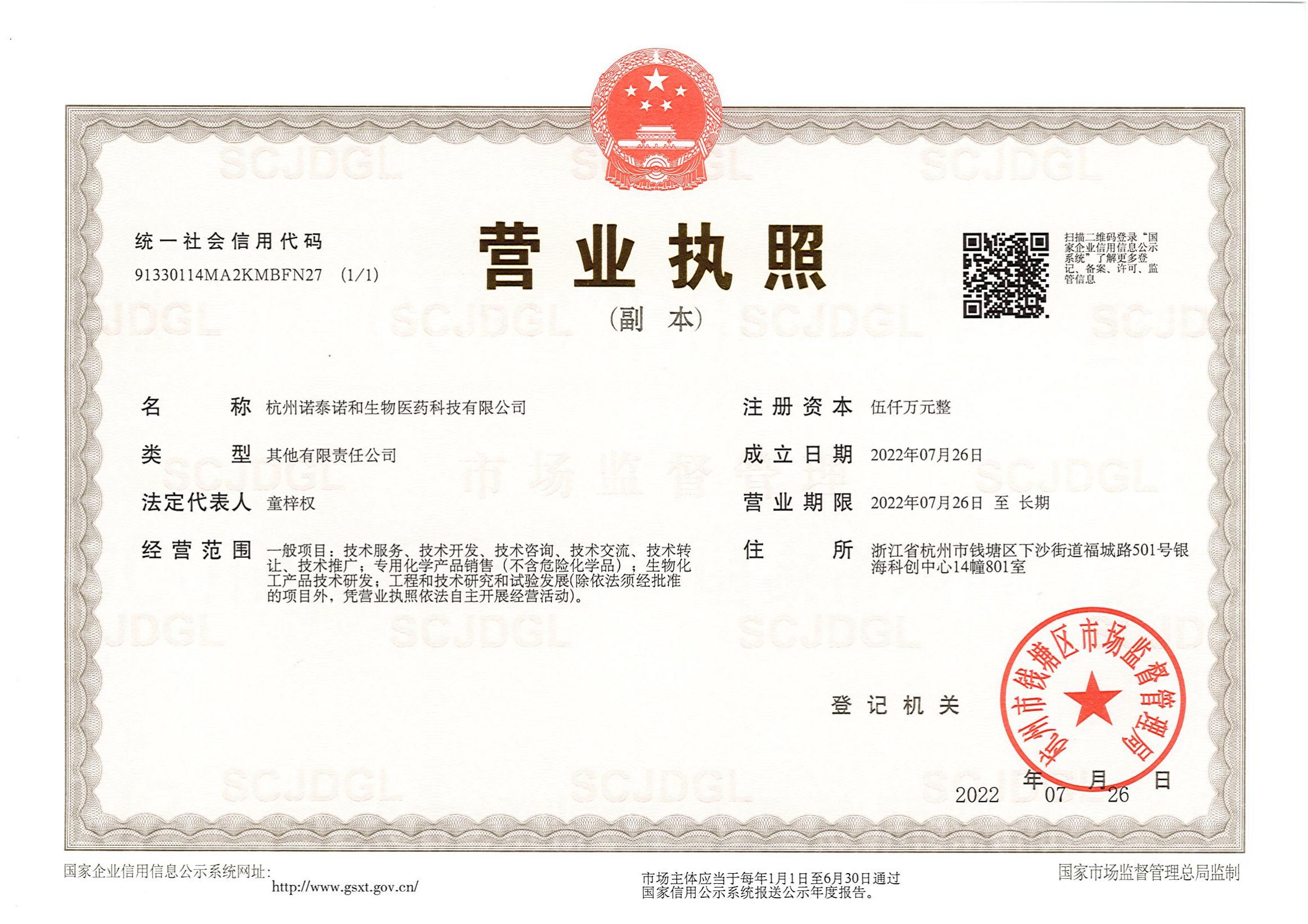 Business License Of EnterpriseLegal Person