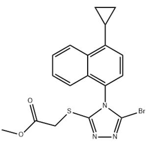 Methyl 2-(5-broMo-4-(4-cyclopropylnaphthalen-1-yl)-4H-1,2,4-triazol-3-ylthio)acetate