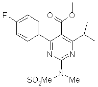 Methyl4-(4-fluorophenyl)-6-isopropyl-2-[(n-methyl-n-methylsulfonyl)amino]pyriminl-5-yl-carboxylate