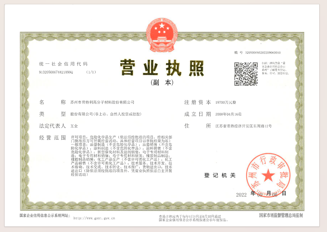 Business License Of EnterpriseLegal Person