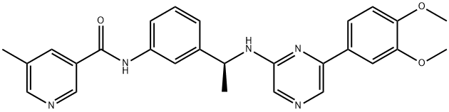 	3-Pyridinecarboxamide, N-[3-[(1S)-1-[[6-(3,4-dimethoxyphenyl)-2-pyrazinyl]amino]ethyl]phenyl]-5-methyl-