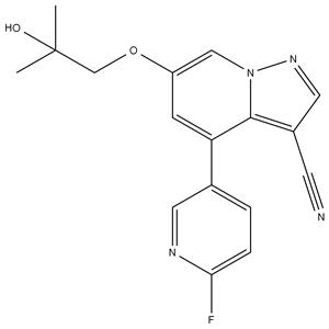 4-(6-Fluoropyridin-3-yl)-6-(2-hydroxy-2-methylpropoxy)pyrazolo[1,5-a]pyridine-3-carbonitrile