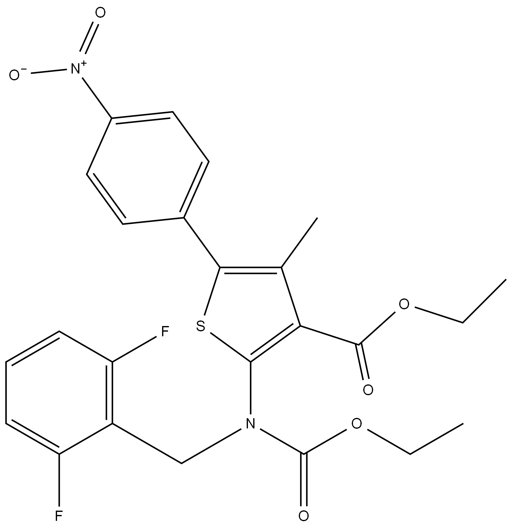 ethyl 2-((2,6-difluorobenzyl)(ethoxycarbonyl)amino)-4-methyl-5-(4-nitrophenyl)thiophene-3-carboxylate