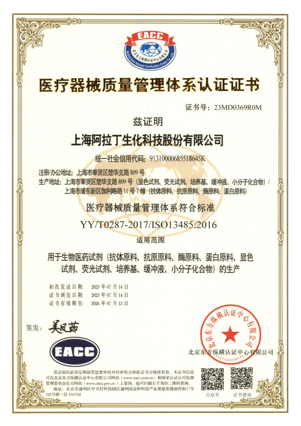 Certificate of accreditation