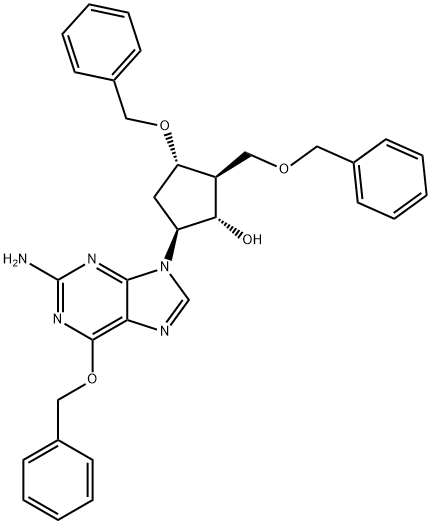 (1S,2S,3S,5S)-5-(2-Amino-6-(benzyloxy)-9H-purin-9-yl)-3-(benzyloxy)-2-(benzyloxymethyl)cyclopentanol