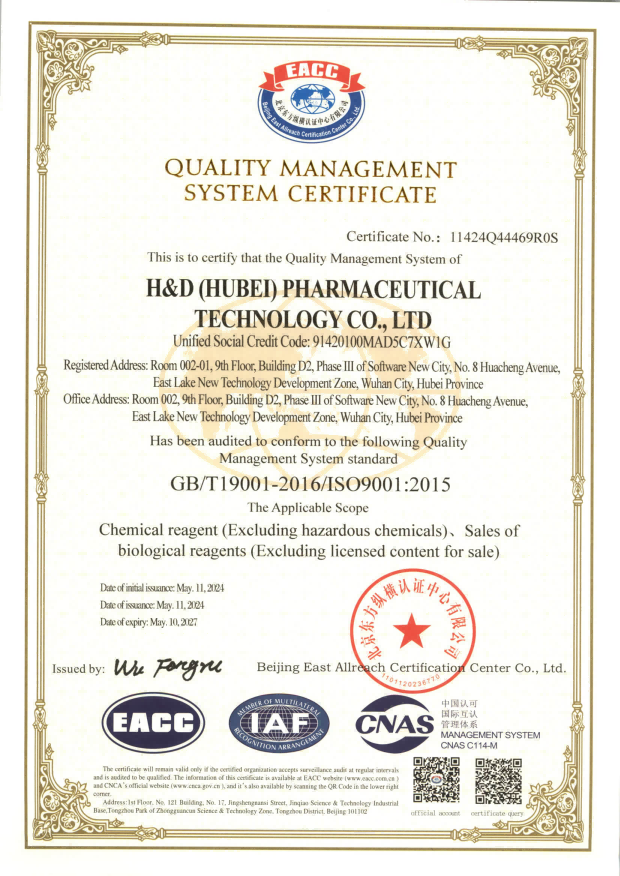 Certificate of accreditation