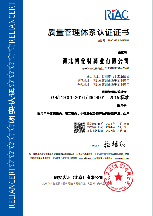 Certificate of accreditation