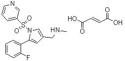 CAS # 881681-01-2, 5-(2-Fluorophenyl)-N-methyl-1-(3-pyridinylsulfonyl)-1H-pyrrole-3-methanamine (2E)-2-butenedioate, (E)-but-2-enedioic acid,1-[5-(2-fluorophenyl)-1-pyridin-3-ylsulfonylpyrrol-3-yl]-N-methylmethanamine