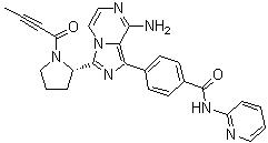 CAS # 1420477-60-6, Acalabrutinib, 4-[8-Amino-3-[(2S)-1-(1-oxo-2-butyn-1-yl)-2-pyrrolidinyl]imidazo[1,5-a]pyrazin-1-yl]-N-2-pyridinylbenzamide, ACP 196