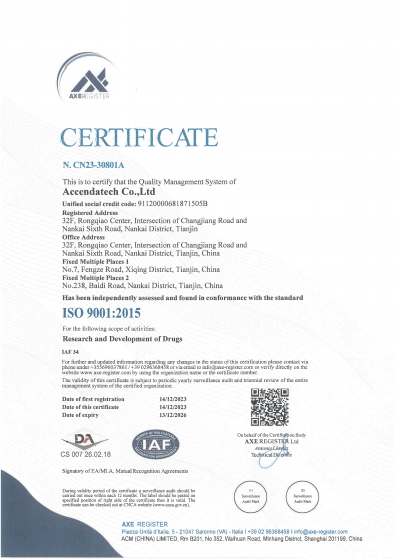 Certificate of accreditation