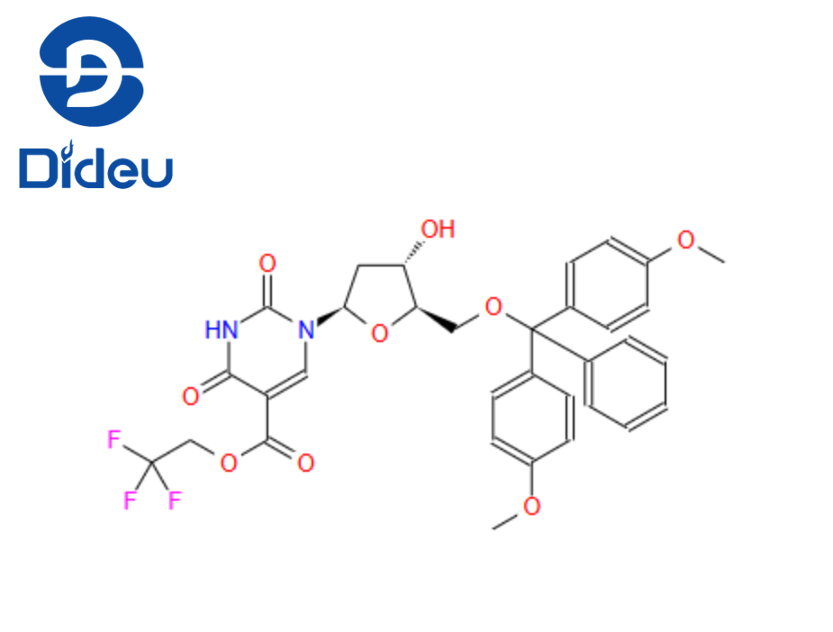 5-Pyrimidinecarboxylic acid, 1-[5-O-[bis(4-methoxyphenyl)phenylmethyl]-2-deoxy-β-D-erythro-pentofuranosyl]-1,2,3,4-tetrahydro-2,4-dioxo-, 2,2,2-trifluoroethyl ester