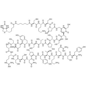 BIOTINYL-EPSILONAHX-CYS-LYS-SER-HYP-GLY-SER-SER-CYS-SER-HYP-THR-SER-TYR-ASN-CYS-CYS-ARG-SER-CYS-ASN-HYP-TYR-THR-LYS-ARG-CYS-TYR-NH2