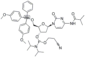 N4-(ISOBUTYRYL)-5'-O-(DIMETHOXYTRITYL)-2'-DEOXYCYTIDINE-3'-N,N-DIISOPROPYL (CYANOETHYL) PHOSPHORAMIDITE Struktur