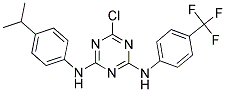 N2-(4-ISOPROPYLPHENYL)-N4-[4-(TRIFLUOROMETHYL)PHENYL]-6-CHLORO-1,3,5-TRIAZINE-2,4-DIAMINE Struktur