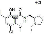 R(+)-3-CHLORO-5-ETHYL-N-[(1-ETHYL-2-PYRROLIDINYL)METHYL]-6-HYDROXY-2-METHOXYBENZAMIDE HCL Struktur