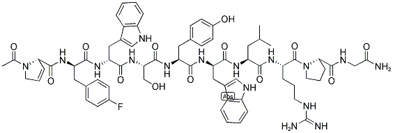 AC-3,4-DEHYDRO-PRO-P-FLUORO-D-PHE-D-TRP-SER-TYR-D-TRP-LEU-ARG-PRO-GLY-NH2 Struktur