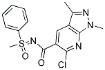 N5-(1-METHYL-1-OXO-1-PHENYL-LAMBDA6-SULPHANYLIDENE)-6-CHLORO-1,3-DIMETHYL-1H-PYRAZOLO[3,4-B]PYRIDINE-5-CARBOXAMIDE Struktur