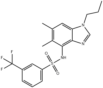 N-(5,6-DIMETHYL-1-PROPYL-1H-1,3-BENZIMIDAZOL-4-YL)-3-(TRIFLUOROMETHYL)BENZENESULFONAMIDE Struktur