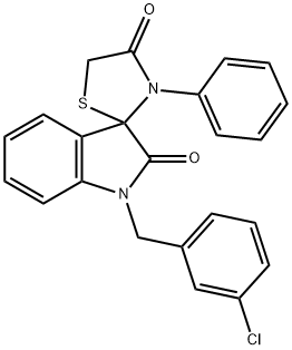 1-(3-CHLOROBENZYL)-3'PHENYLSPIRO(2,3-DIHYDRO-1H-INDOLE-3,2'-THIAZOLIDINE)-2,4'-DIONE Struktur