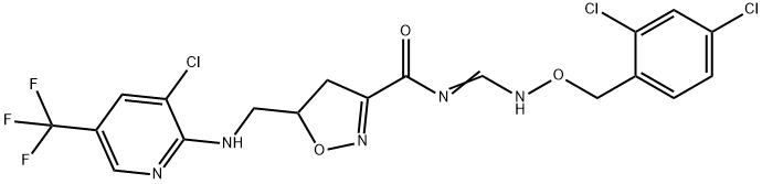 5-(([3-CHLORO-5-(TRIFLUOROMETHYL)-2-PYRIDINYL]AMINO)METHYL)-N-(([(2,4-DICHLOROBENZYL)OXY]AMINO)METHYLENE)-4,5-DIHYDRO-3-ISOXAZOLECARBOXAMIDE Struktur