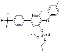 O,O-DIETHYL O-(6-METHYL-5-(4-METHYLPHENOXY)-2-[4-(TRIFLUOROMETHYL)PHENYL]PYRIMIDIN-4-YL) PHOSPHOTHIOATE Struktur