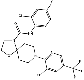 8-[3-CHLORO-5-(TRIFLUOROMETHYL)-2-PYRIDINYL]-N-(2,4-DICHLOROPHENYL)-1-OXA-4,8-DIAZASPIRO[4.5]DECANE-4-CARBOXAMIDE Struktur