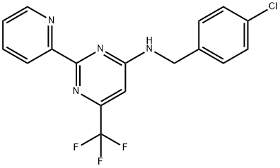 N-(4-CHLOROBENZYL)-2-(2-PYRIDINYL)-6-(TRIFLUOROMETHYL)-4-PYRIMIDINAMINE Struktur