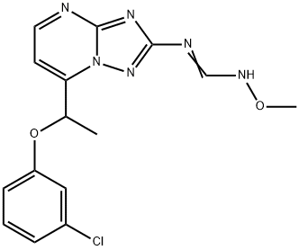 N-(7-[1-(3-CHLOROPHENOXY)ETHYL][1,2,4]TRIAZOLO[1,5-A]PYRIMIDIN-2-YL)-N'-METHOXYIMINOFORMAMIDE Struktur