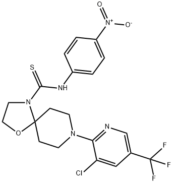 8-[3-CHLORO-5-(TRIFLUOROMETHYL)-2-PYRIDINYL]-N-(4-NITROPHENYL)-1-OXA-4,8-DIAZASPIRO[4.5]DECANE-4-CARBOTHIOAMIDE Struktur