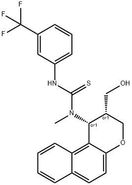 N-[2-(HYDROXYMETHYL)-2,3-DIHYDRO-1H-BENZO[F]CHROMEN-1-YL]-N-METHYL-N'-[3-(TRIFLUOROMETHYL)PHENYL]THIOUREA Struktur