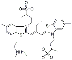 5-METHYL-2-(2-(5-METHYL-3-(3-SULFOBUTYL)-2(3H)-BENZOTHIAZOLINYLIDENE) METHYL)-1-BUTENYL)-3-(3-SULFOBUTYL)-BENZOTHIAZOLIUM HYDROXIDE, INNER SALT,TRIETHYLAMINE SALT Struktur