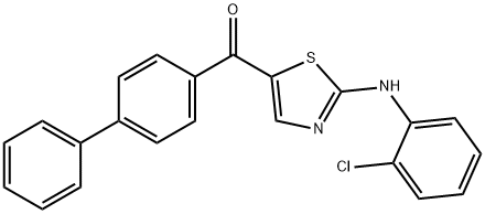 [1,1'-BIPHENYL]-4-YL[2-(2-CHLOROANILINO)-1,3-THIAZOL-5-YL]METHANONE Struktur