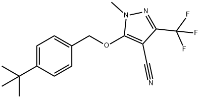 5-([4-(TERT-BUTYL)BENZYL]OXY)-1-METHYL-3-(TRIFLUOROMETHYL)-1H-PYRAZOLE-4-CARBONITRILE Struktur