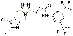 N1-[3,5-DI(TRIFLUOROMETHYL)PHENYL]-2-((5-[(4,5-DICHLORO-1H-IMIDAZOL-1-YL)METHYL]-4-METHYL-4H-1,2,4-TRIAZOL-3-YL)THIO)ACETAMIDE Struktur