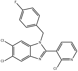 5,6-DICHLORO-2-(2-CHLORO-3-PYRIDINYL)-1-(4-FLUOROBENZYL)-1H-1,3-BENZIMIDAZOLE Struktur