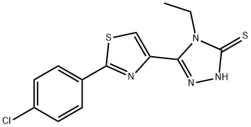 5-[2-(4-CHLOROPHENYL)-1,3-THIAZOL-4-YL]-4-ETHYL-4H-1,2,4-TRIAZOL-3-YLHYDROSULFIDE Struktur