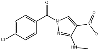 (4-CHLOROPHENYL)[3-(METHYLAMINO)-4-NITRO-1H-PYRAZOL-1-YL]METHANONE Struktur