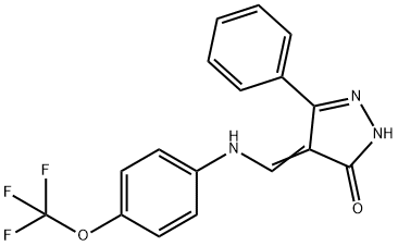 5-PHENYL-4-([4-(TRIFLUOROMETHOXY)ANILINO]METHYLENE)-2,4-DIHYDRO-3H-PYRAZOL-3-ONE Struktur