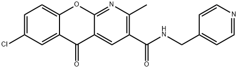 7-CHLORO-2-METHYL-5-OXO-N-(4-PYRIDINYLMETHYL)-5H-CHROMENO[2,3-B]PYRIDINE-3-CARBOXAMIDE Struktur