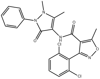 (3-(2,6-DICHLOROPHENYL)-5-METHYLISOXAZOL-4-YL)-N-(2,3-DIMETHYL-5-OXO-1-PHENYL(3-PYRAZOLIN-4-YL))FORMAMIDE Struktur