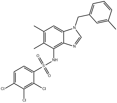 2,3,4-TRICHLORO-N-[5,6-DIMETHYL-1-(3-METHYLBENZYL)-1H-1,3-BENZIMIDAZOL-4-YL]BENZENESULFONAMIDE Struktur