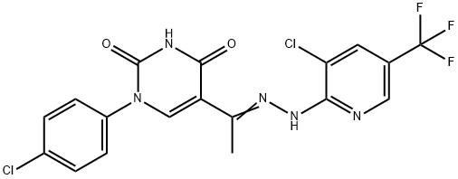 1-(4-CHLOROPHENYL)-5-(2-[3-CHLORO-5-(TRIFLUOROMETHYL)-2-PYRIDINYL]ETHANEHYDRAZONOYL)-2,4(1H,3H)-PYRIMIDINEDIONE Struktur