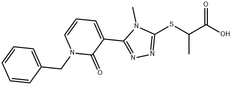 2-([5-(1-BENZYL-2-OXO-1,2-DIHYDRO-3-PYRIDINYL)-4-METHYL-4H-1,2,4-TRIAZOL-3-YL]SULFANYL)PROPANOIC ACID Struktur