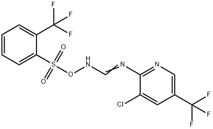 3-CHLORO-5-(TRIFLUOROMETHYL)-N'-(([2-(TRIFLUOROMETHYL)PHENYL]SULFONYL)OXY)-2-PYRIDINECARBOXIMIDAMIDE Struktur