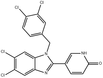 5-[5,6-DICHLORO-1-(3,4-DICHLOROBENZYL)-1H-1,3-BENZIMIDAZOL-2-YL]-2(1H)-PYRIDINONE Struktur