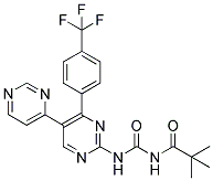 N-(TERT-BUTYLCARBONYL)-N'-[5-(PYRIMIDIN-4-YL)-4-[4-(TRIFLUOROMETHYL)PHENYL]PYRIMIDIN-2-YL]UREA Struktur