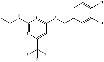 4-[(3,4-DICHLOROBENZYL)SULFANYL]-N-ETHYL-6-(TRIFLUOROMETHYL)-2-PYRIMIDINAMINE Struktur