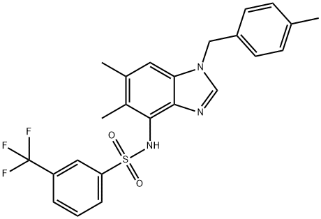 N-[5,6-DIMETHYL-1-(4-METHYLBENZYL)-1H-1,3-BENZIMIDAZOL-4-YL]-3-(TRIFLUOROMETHYL)BENZENESULFONAMIDE Struktur